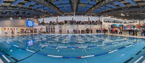 The Breakers Swim Team held time trials in the new eight-lane pool during the grand opening of the Pryde Aquatic and Wellness Centre in Port Elgin on Saturday, Jan. 24, 2026. Greg Cowan/The Sun Times