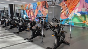 A mural by DRIFT Mural Co. lines the wall of the fitness centre at the new Pryde Aquatic Centre in Port Elgin. Greg Cowan/The Sun Times