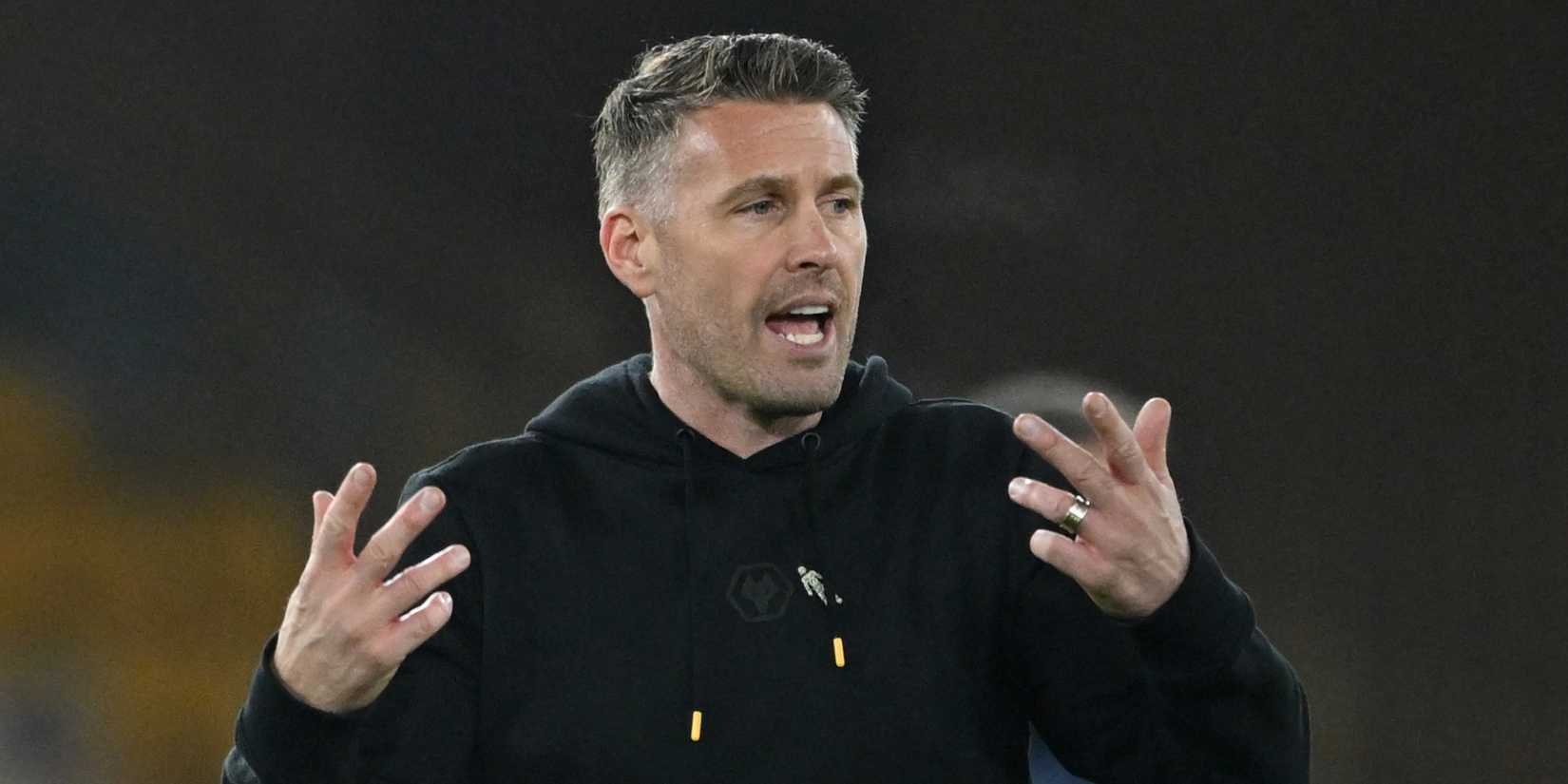 Wolves boss Rob Edwards reacts after his side's defeat against Crystal Palace