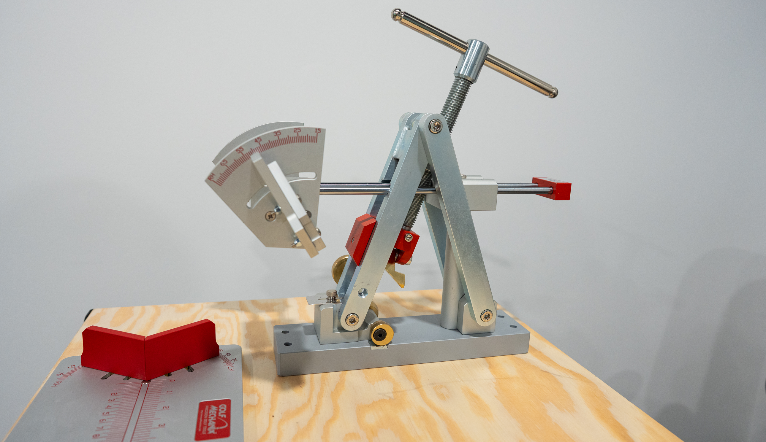 A close-up of a golf measuring machine