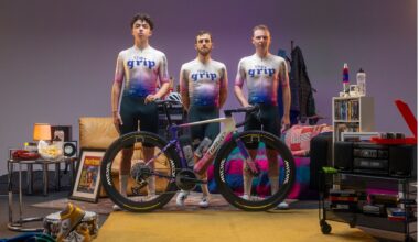 The Grip Elite Gravel Team standing behind their Wiler Rave gravel race bike