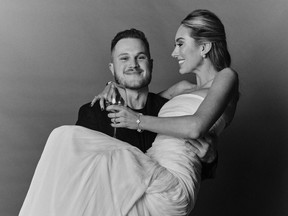 Zach Bryan and Samantha Leonard on their wedding day.