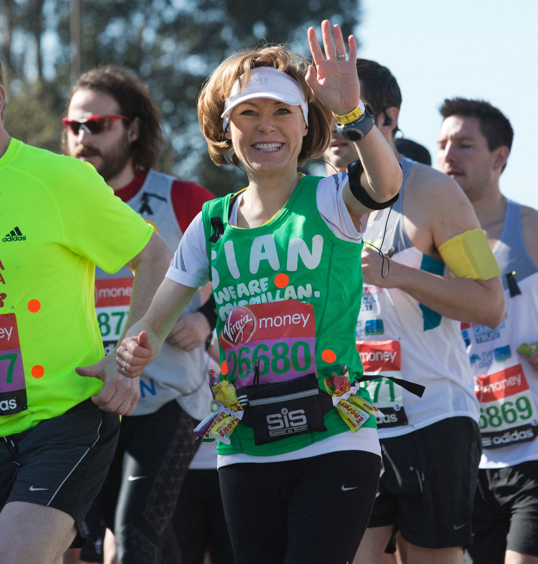 Celebrity Runner Sian Williams just after the start of the Virgin London Marathon 2013 race