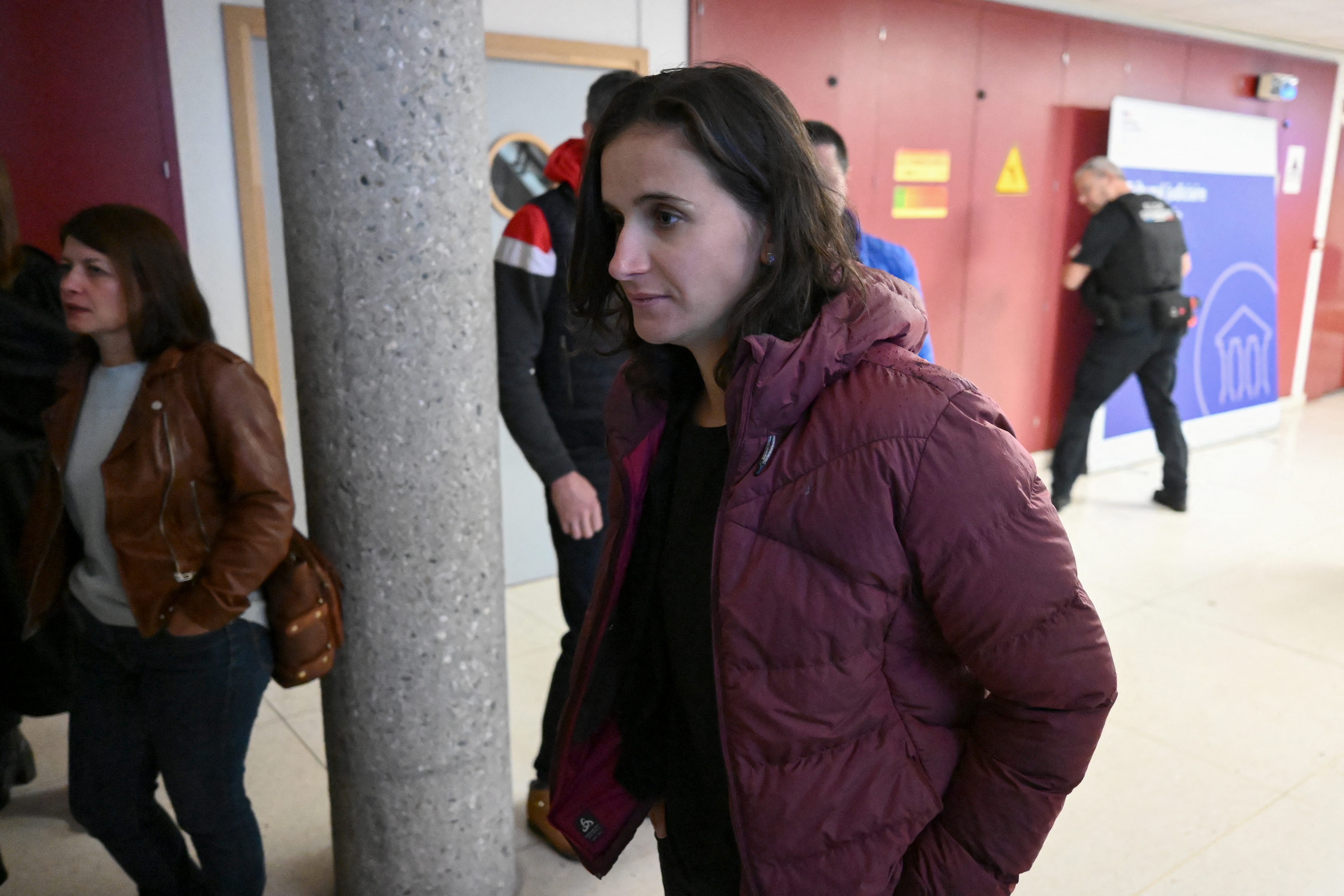 French biathlon champion Julia Simon arrives for her fraud trial.