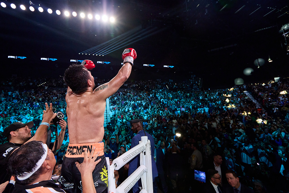 Manny Pacquiao is back, narrowly missing the upset win and settling for a draw Saturday against Mario Barrios. Photo: Esther Lin, Premier Boxing Champions