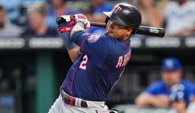 Sep 20, 2022; Kansas City, Missouri, USA; Minnesota Twins designated hitter Luis Arraez (2) bats against the Kansas City Royals during the first inning at Kauffman Stadium. Mandatory Credit: Jay Biggerstaff-Imagn Images