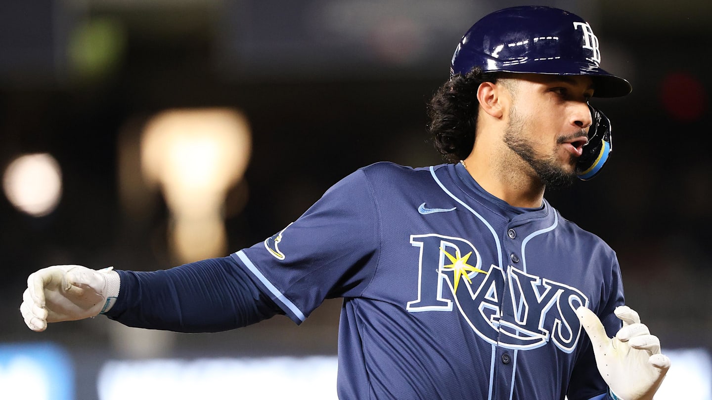 Aug 29, 2025; Washington, District of Columbia, USA; Tampa Bay Rays outfielder Everson Pereira (45) celebrates after hitting a home run during the fifth inning against the Washington Nationals at Nationals Park. Mandatory Credit: Daniel Kucin Jr.-Imagn Images