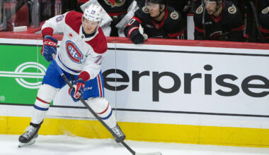 Jan 17, 2026; Ottawa, Ontario, CAN; Montreal Canadiens right wing Zachary Bolduc (76) moves the puck in the third period against the  Ottawa Senators at the Canadian Tire Centre. Mandatory Credit: Marc DesRosiers-IMAGN Images