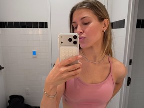 Canadian tennis star Eugenie Bouchard poses for a selfie.