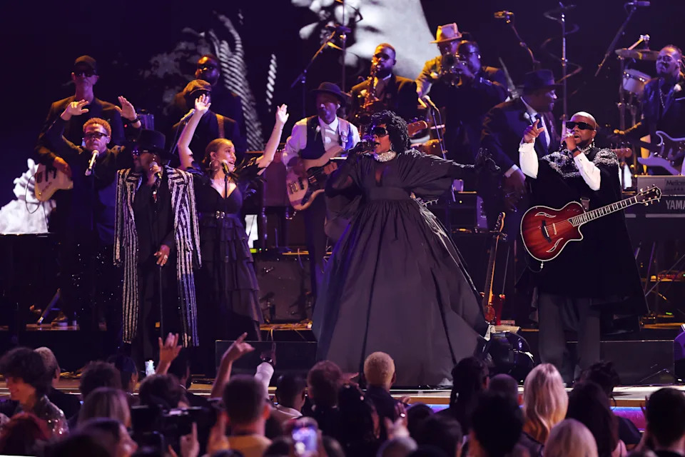 (L-R) Anthony Hamilton, Lauryn Hill and Wyclef Jean perform onstage during the 68th GRAMMY Awards at Crypto.com Arena on February 01, 2026 in Los Angeles, California.