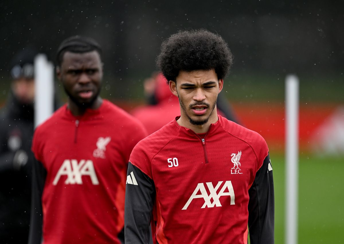 KIRKBY, ENGLAND - FEBRUARY 13: (THE SUN OUT, THE SUN ON SUNDAY OUT) Clae Ewing of Liverpool during a training session at AXA Training Centre on February 13, 2026 in Kirkby, England. (Photo by Andrew Powell/Liverpool FC via Getty Images)