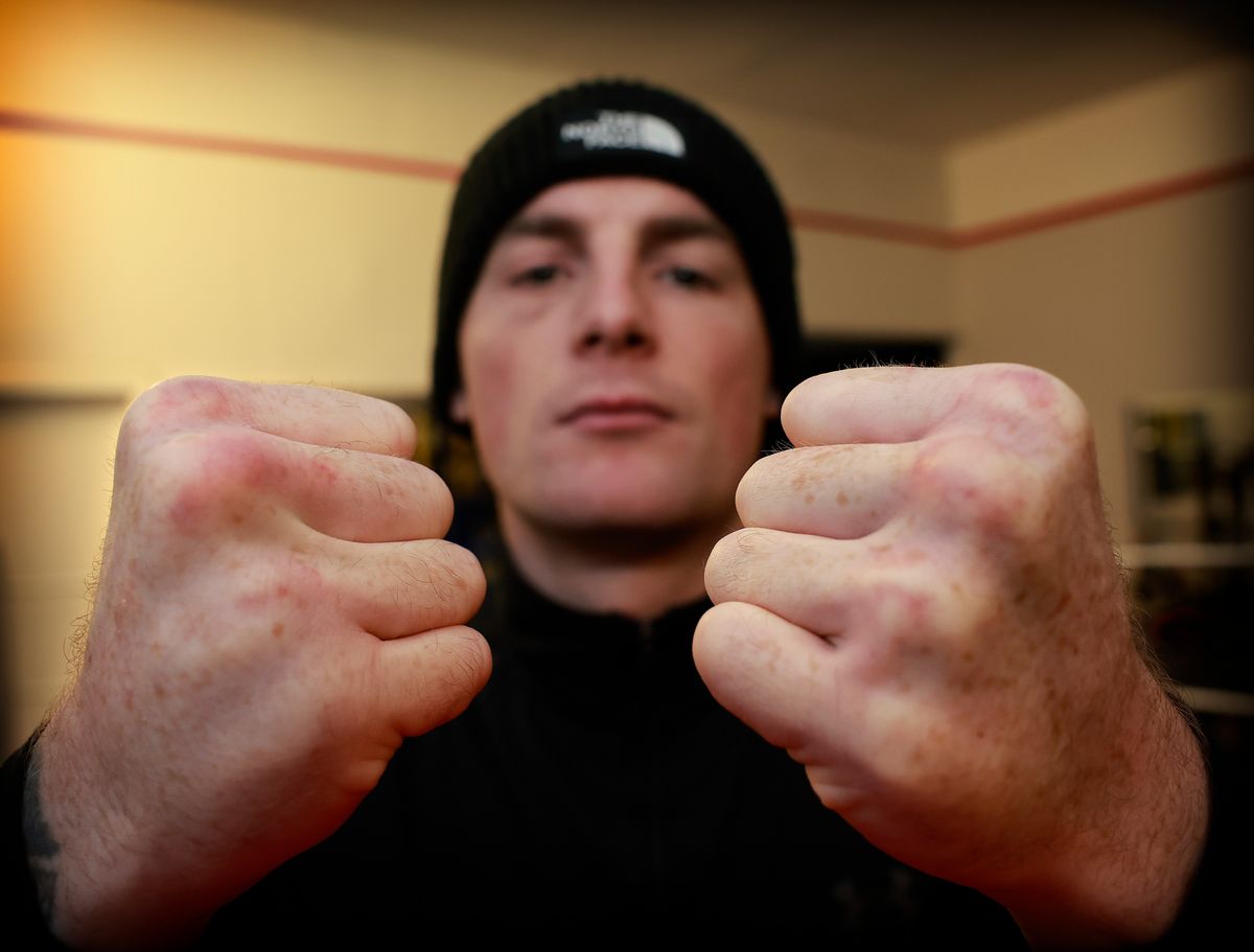 Scottish featherweight bare knuckle boxing champion Lewis Knox at UK Elite Warriors Gym.