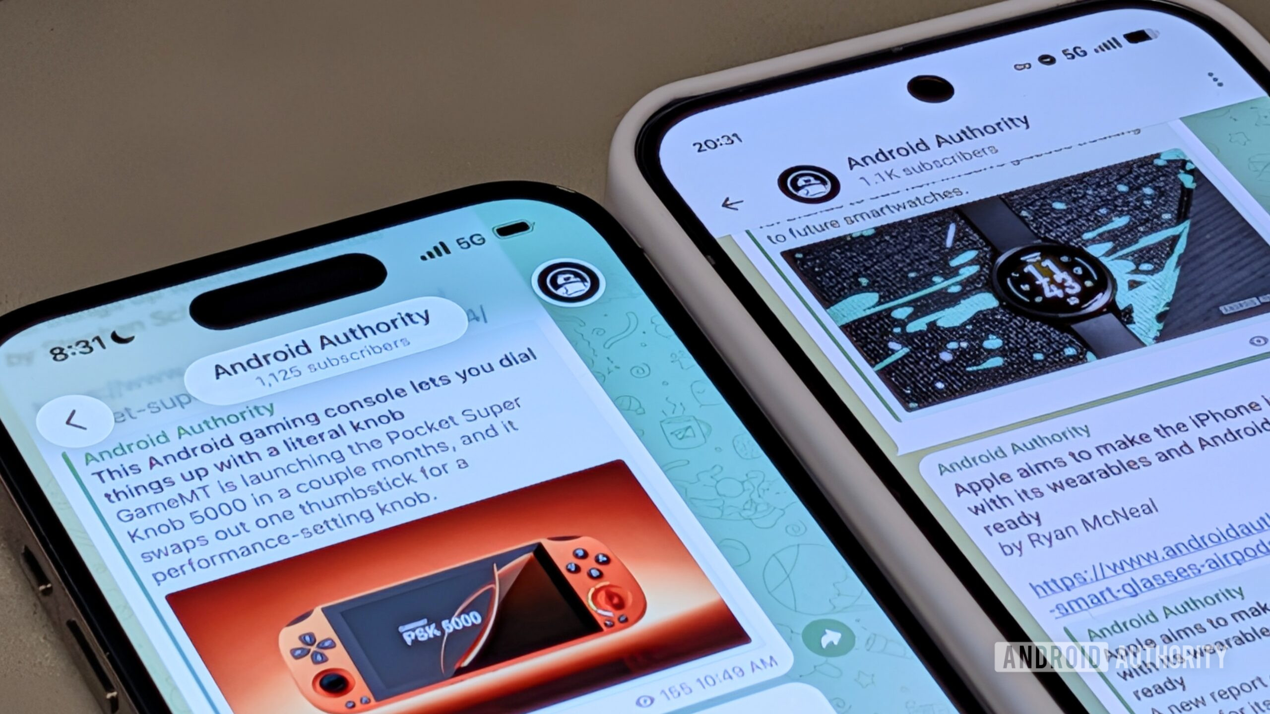 Apple iPhone and Google Pixel 10 Pro comparing Telegram UI on both devices