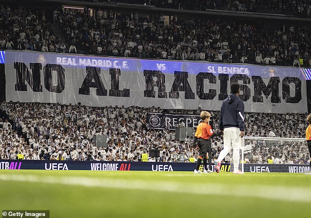 A No To Racism banner was displayed pre-match after allegations Vinicius Junior was abused