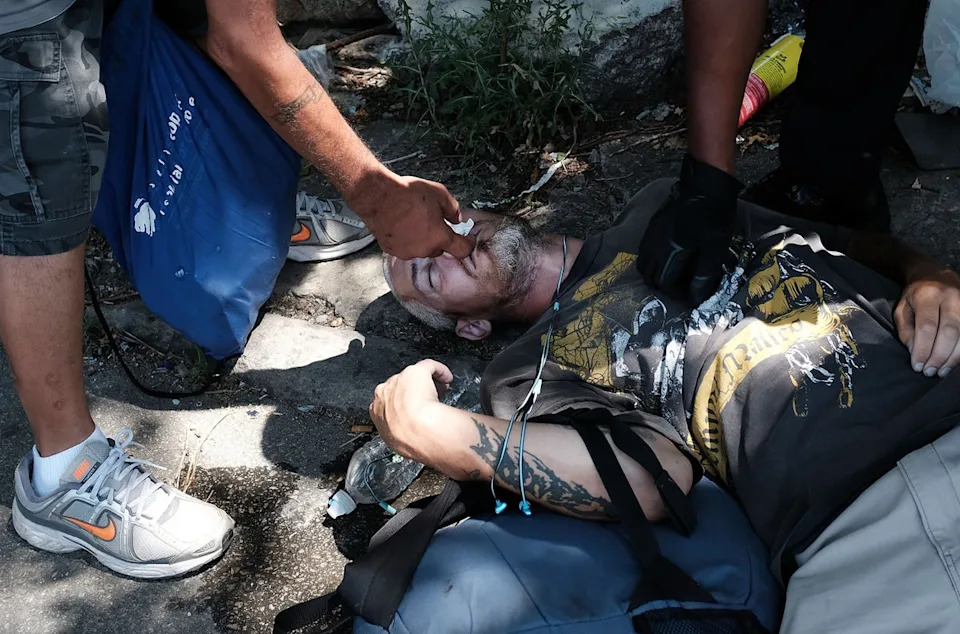 This Philadelphia man survived a heroin overdose after being given Narcan in July 2017 — one of many contributing factors to a massive drop in drug overdose deaths (Spencer Platt/Getty Images)