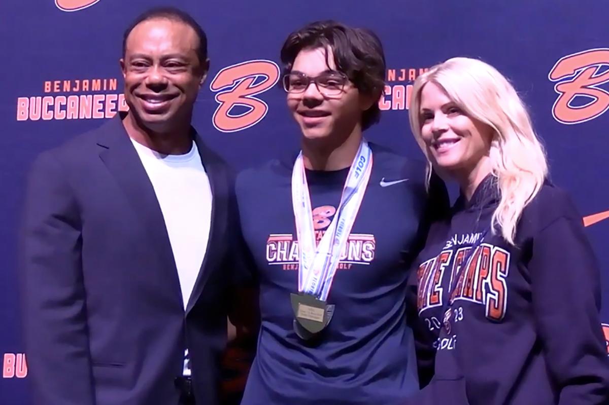 Tiger Woods, ex-wife Elin Nordegren reunite for son Charlie's golf ring ceremony