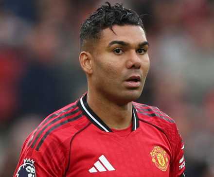 Manchester United's Casemiro holding a football