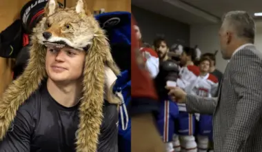 Cole Caufield delivers a special moment for a fan before a great locker room celebration