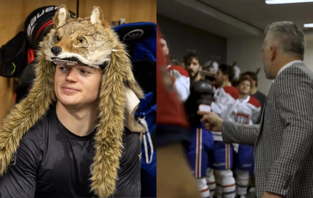 Cole Caufield delivers a special moment for a fan before a great locker room celebration