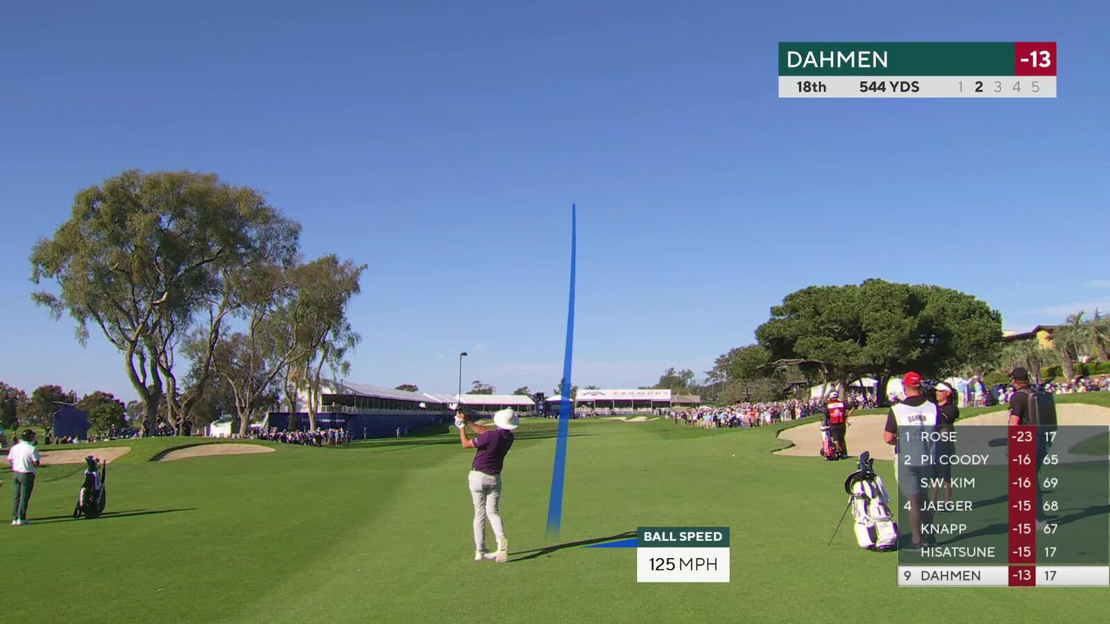 Joel Dahmen hits 96-yard approach to 3 feet, sets up birdie on 18 at Farmers