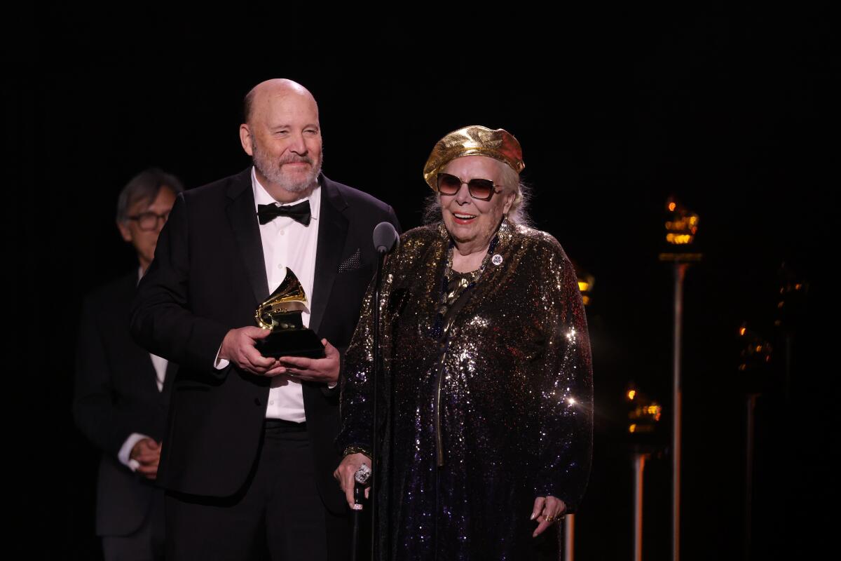 Patrick Milligan and Joni Mitchell at the 2026 Grammy Awards