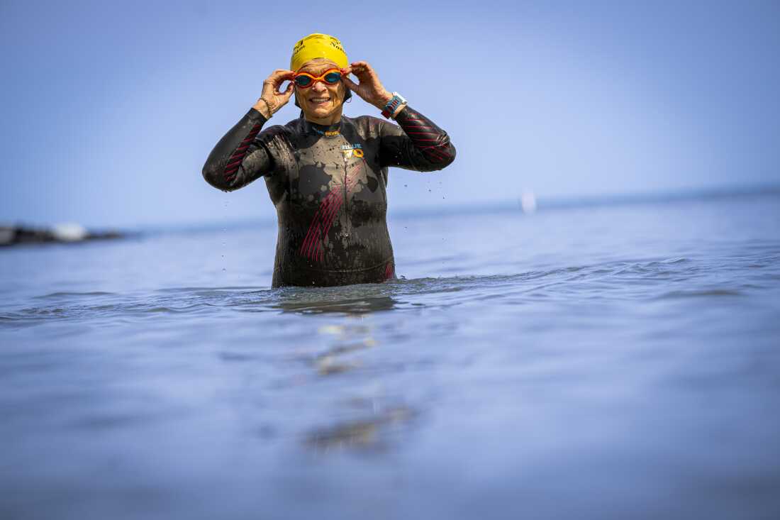 Luise Easton has kept competing in triathlons into her 80s, despite a heart condition. She still gets a thrill out of winning. 