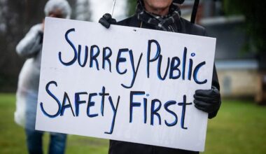 Protest held against extortion wave in Surrey as 3 foreign nationals charged