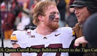 OL Quinn Carroll Brings Bulldozer Power to the Tiger-Cats