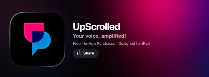 A UP logo is seen on the App Store.