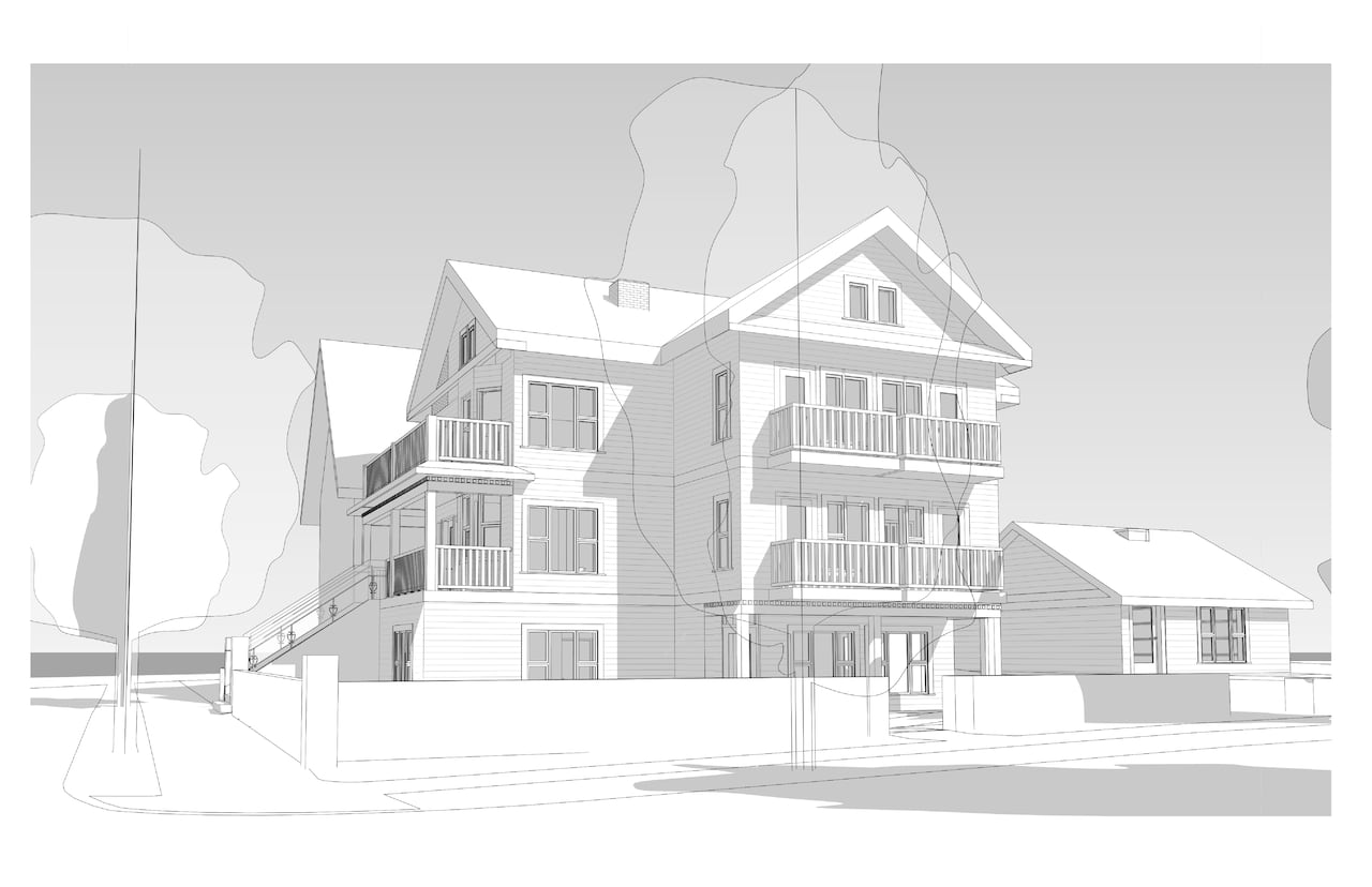 A rendering of a neighbourhood house in Vancouver.