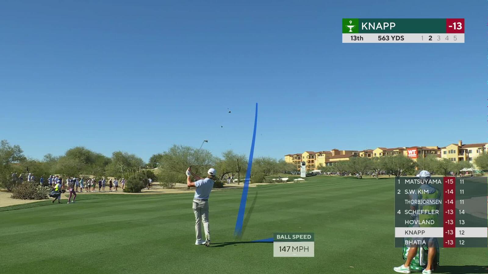 Jake Knapp sinks 6-foot birdie putt on No. 13 at WM Phoenix Open