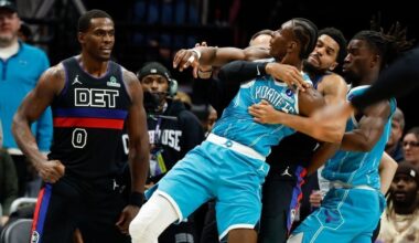 Four players tossed after brawl in Pistons-Hornets game
