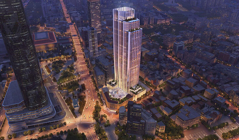 zaha hadid architects unveils stepping skyscraper to rise over historic post office in taipei