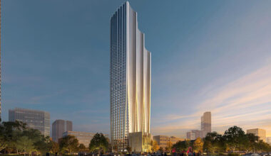 zaha hadid architects unveils stepping skyscraper to rise over historic post office in taipei