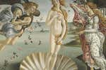An A.I rendering of The Birth of Venus with missing details from the original painting.