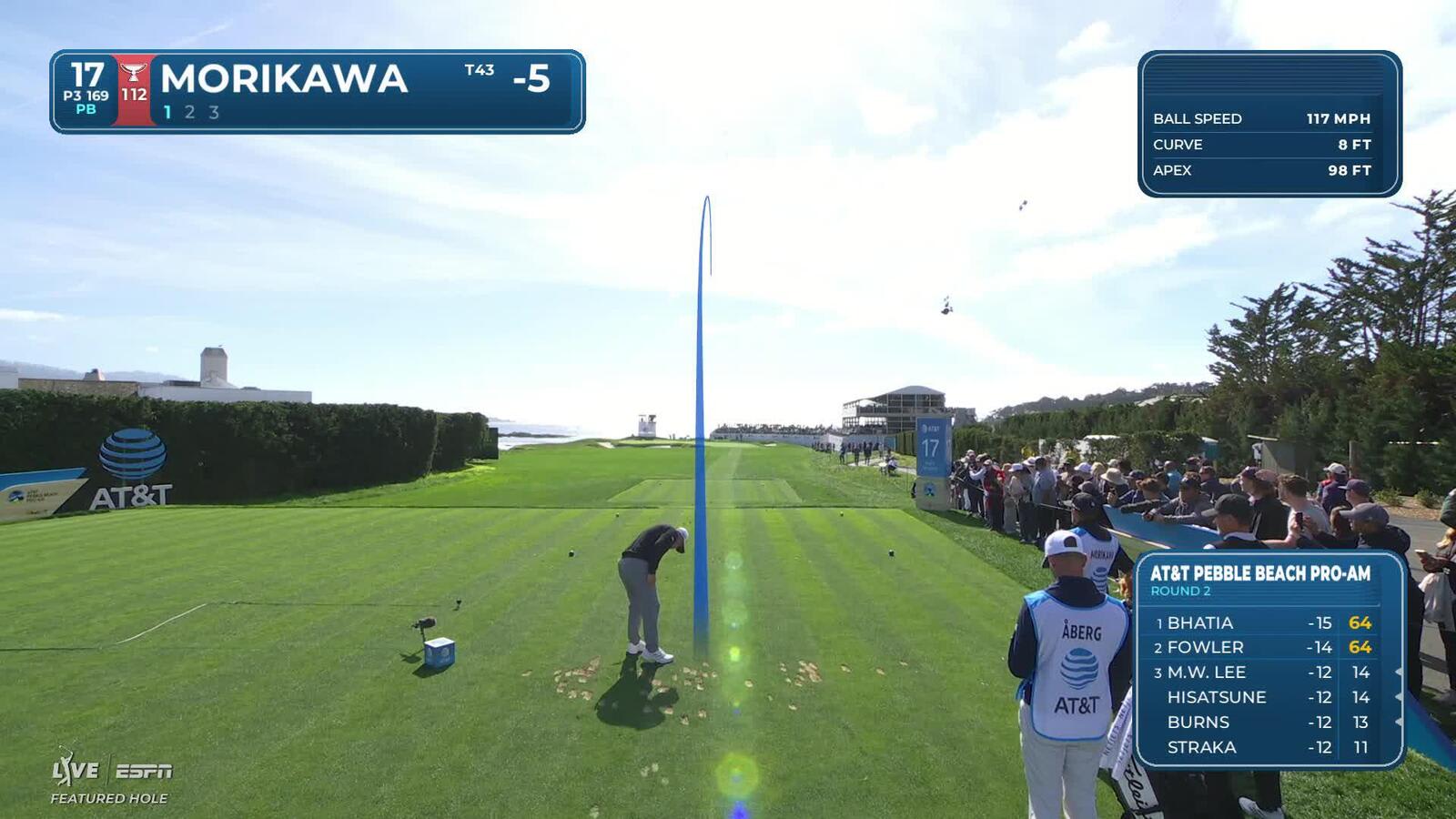 Collin Morikawa drains 45-foot putt for birdie at Pebble Beach