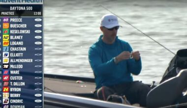 Denny Hamlin Fishing during Daytona 500 practice