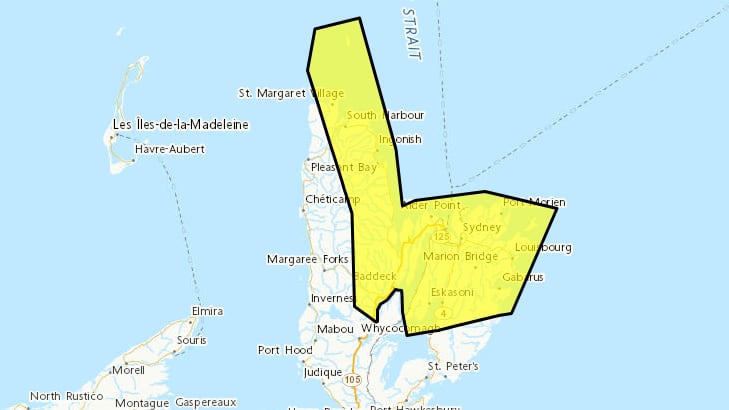 A map with yellow area