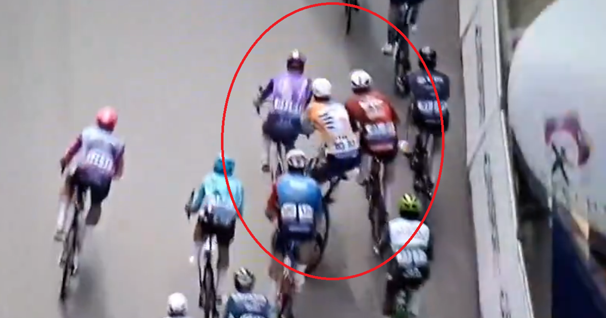 🎥 Lewis Askey continues after lead-out for Girmay — and pays the price after a shove from De Lie