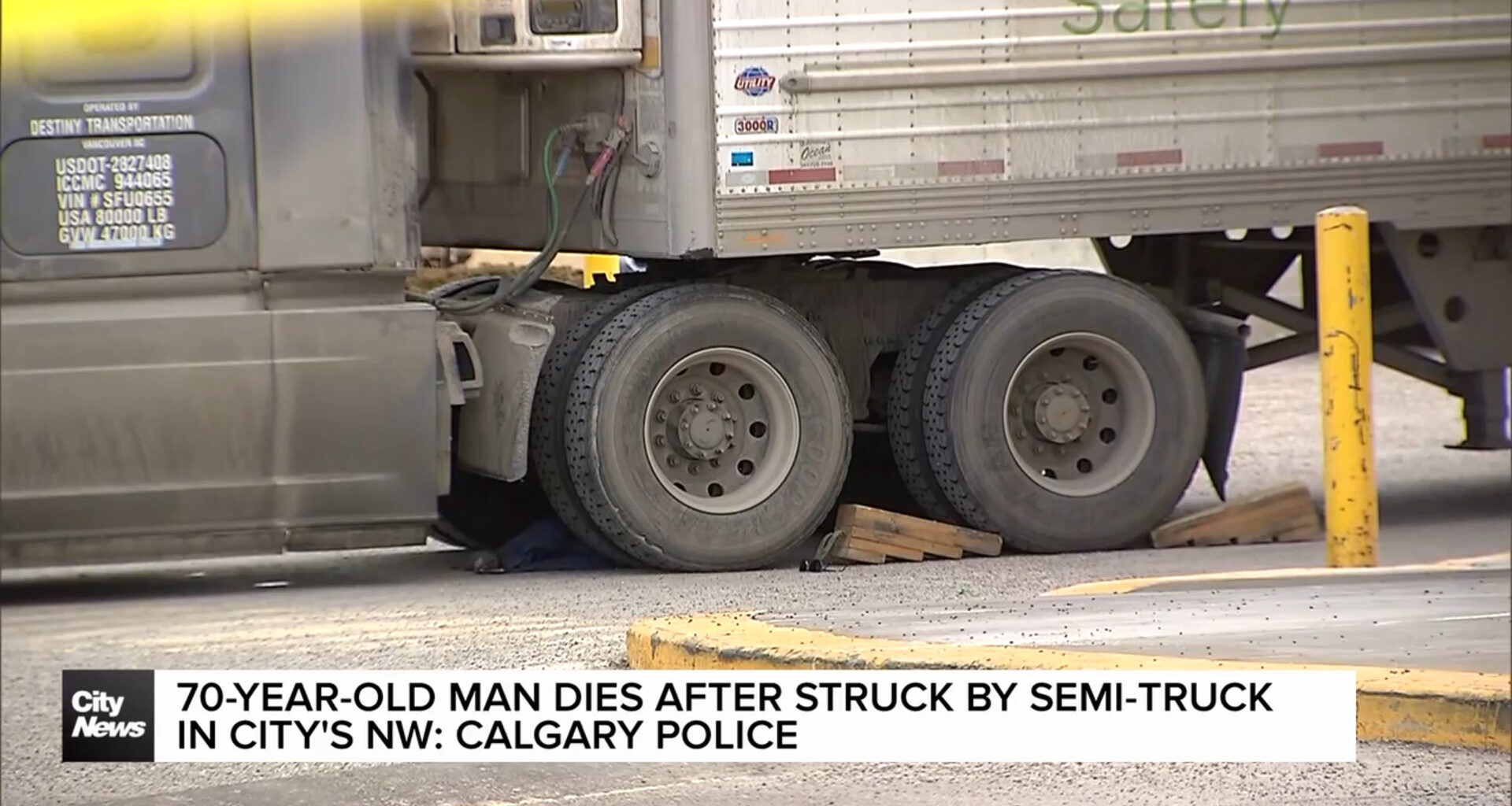 70-year-old man dies after struck by semi-truck in NW Calgary