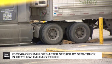 70-year-old man dies after struck by semi-truck in NW Calgary