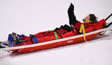 Canadian freestyle skier Cassie Sharpe taken off in sled after scary fall during women's halfpipe