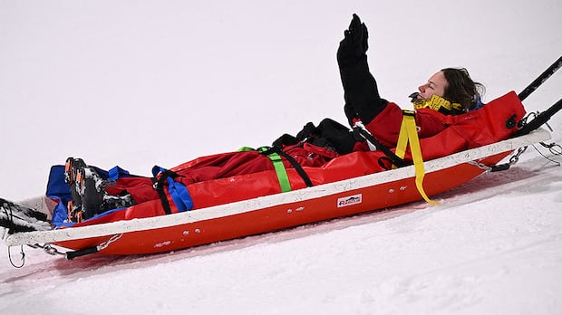 Canadian freestyle skier Cassie Sharpe taken off in sled after scary fall during women's halfpipe