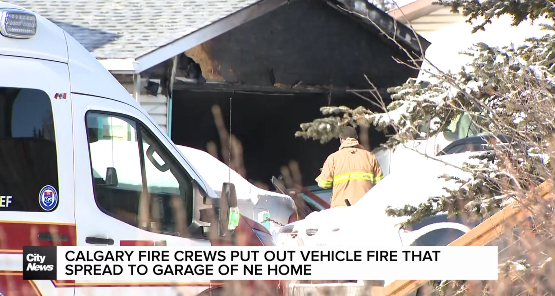 Calgary fire crews put out vehicle fire that spread to garage of NE home