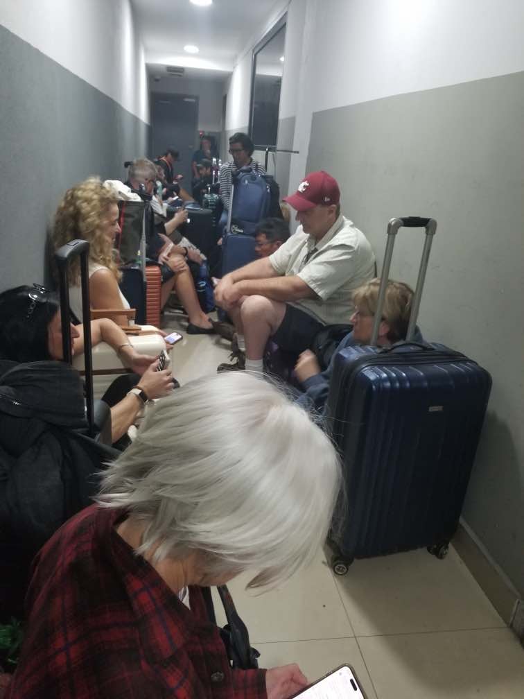 Wendy Buelow and her husband are stranded at the Puerto Vallarta international airport Sunday