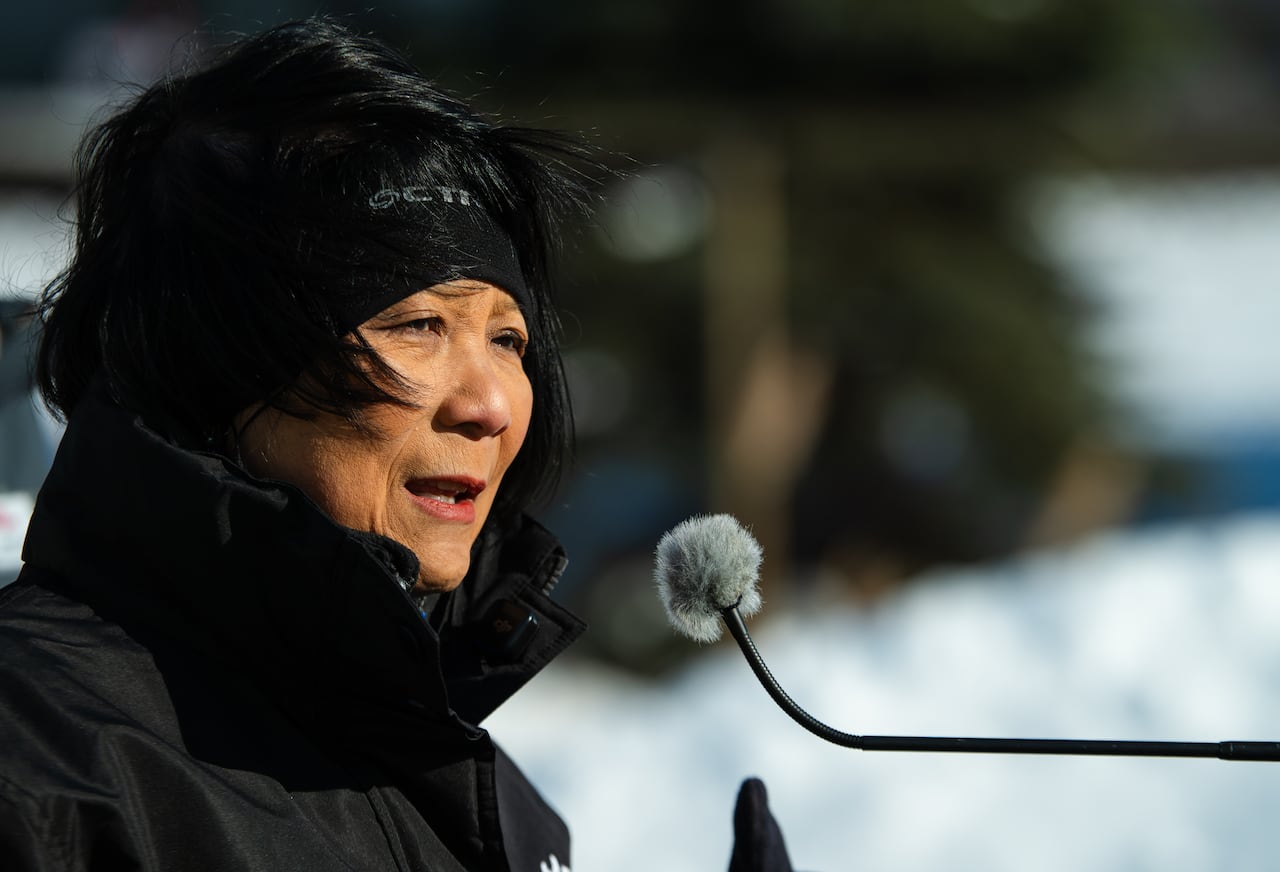 Mayor Olivia Chow gives a snow removal update at one of Toronto’s snow dump sites in North York, Ont., on Wednesday, January 28, 2026. THE CANADIAN PRESS/Laura Proctor
