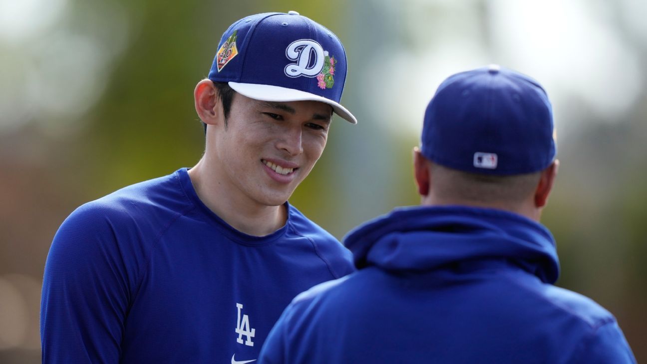 Dodgers' Roki Sasaki hit hard in first spring training start