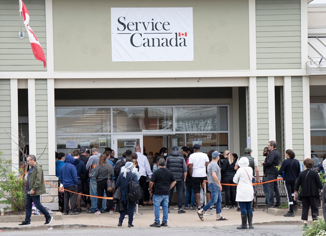People lined up at passport office