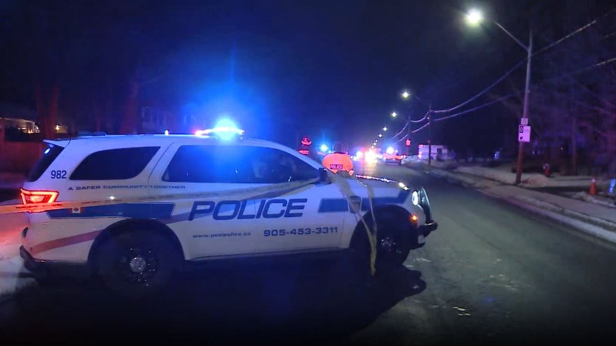 Police car with police tape.