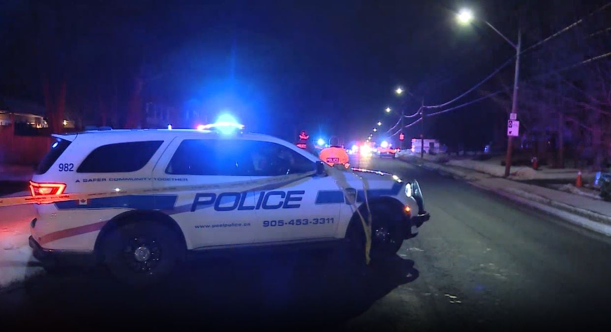 Police car with police tape.